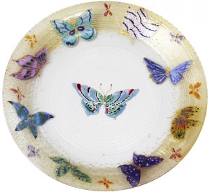 Assiette papillons, verre peint (Joy de Rohan Chabot pour Dior).