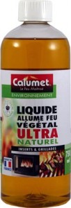 Liquide allume-feu naturel Ultra Calumet. Bidon 750 ml (4,99 €). 