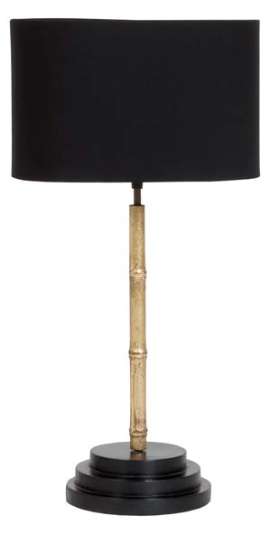 Du Bout du Monde. Lampe « Hortense » abat-jour en coton noir, L 30,5 × H 58,5 × P 18  cm, 160 € (www.duboutdumonde.com). 