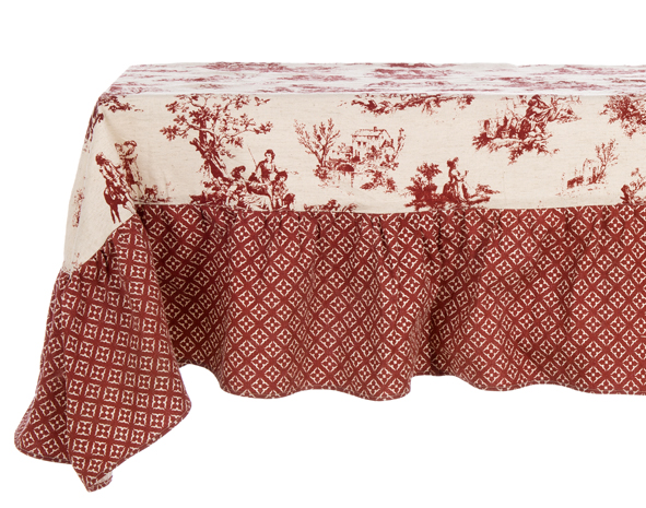 Nappe "Marsala" de la collection "Toile de Jouy", dimensions 170 x 300 cm, 91,90 € (www.decochic.fr). 